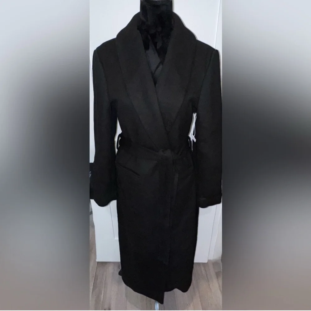 Reformation Downing Black Wool Blend Maxi Coat XL - Picture 2 of 6